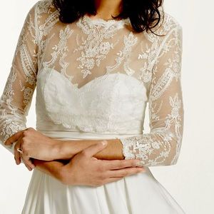 David’s Bridal Tulle Topper with Lace Appliqués